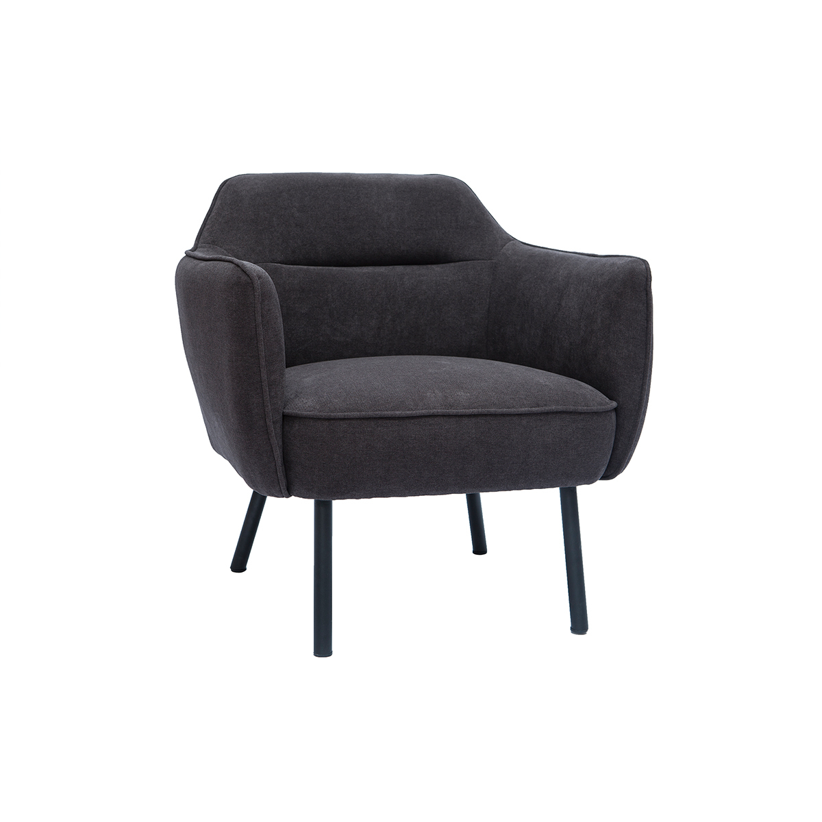 Sillón moderno de tela efecto aterciopelado gris oscuro LAURENS