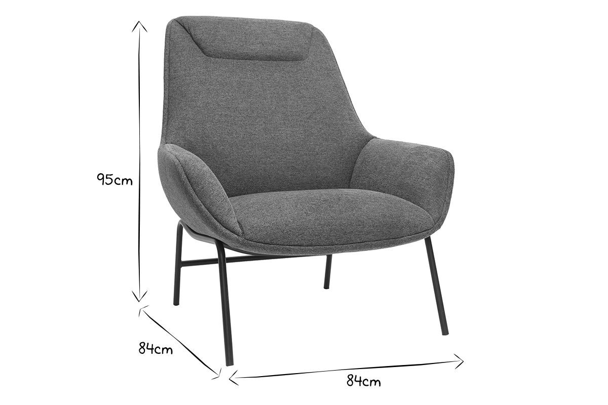 Silln moderno tejido efecto aterciopelado texturizado gris oscuro MARCEAU