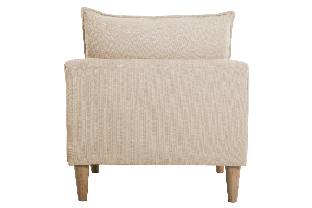 Silln nrdico de tela beige y madera de caucho maciza KATE