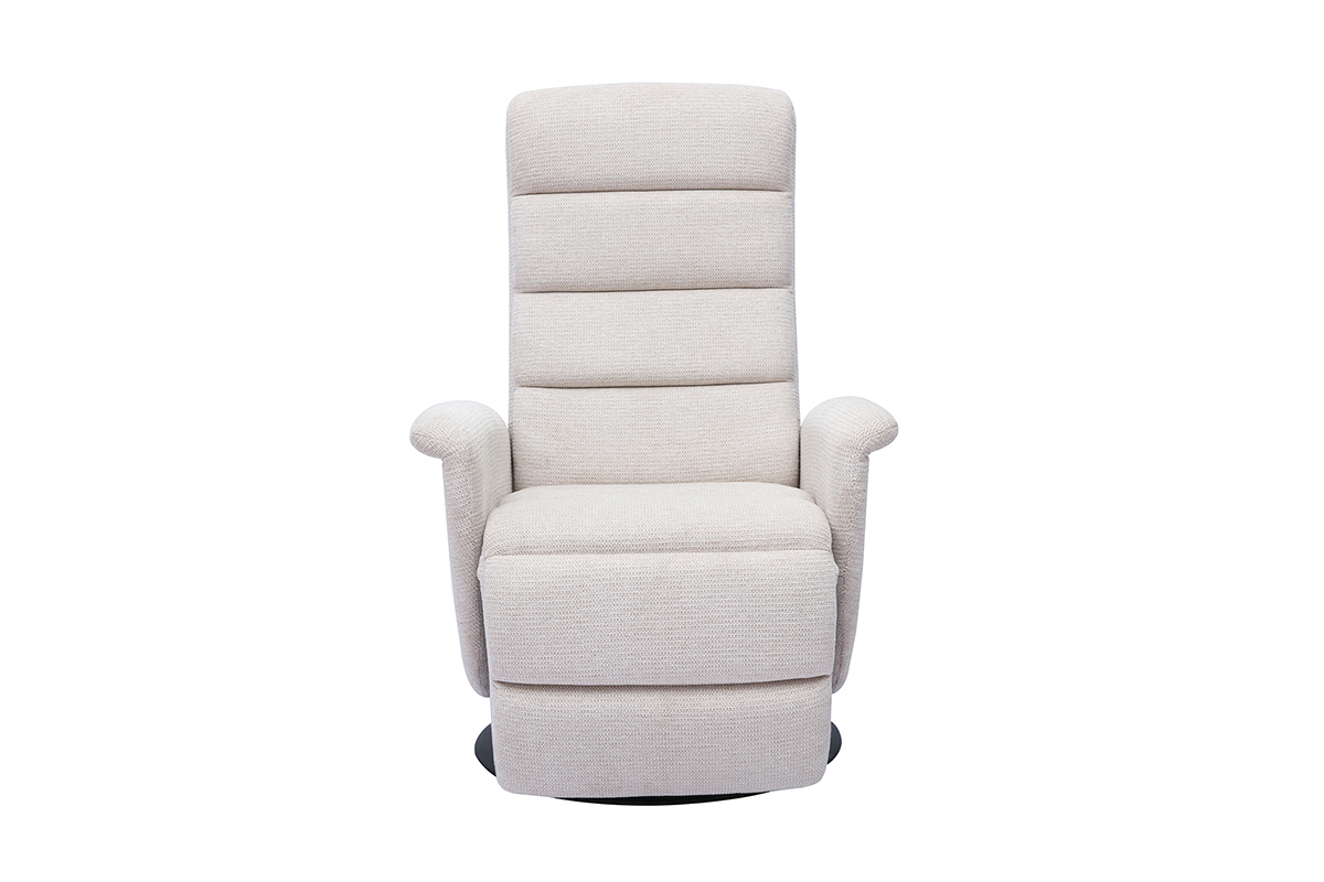 Silln reclinable giratorio manual de tela chenilla beige NELSON