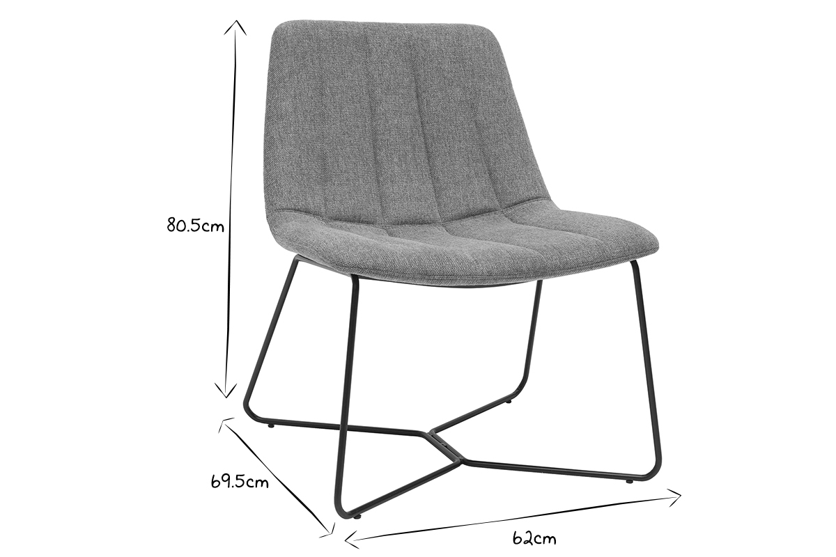 Silln tejido efecto aterciopelado texturizado gris y metal FARROW