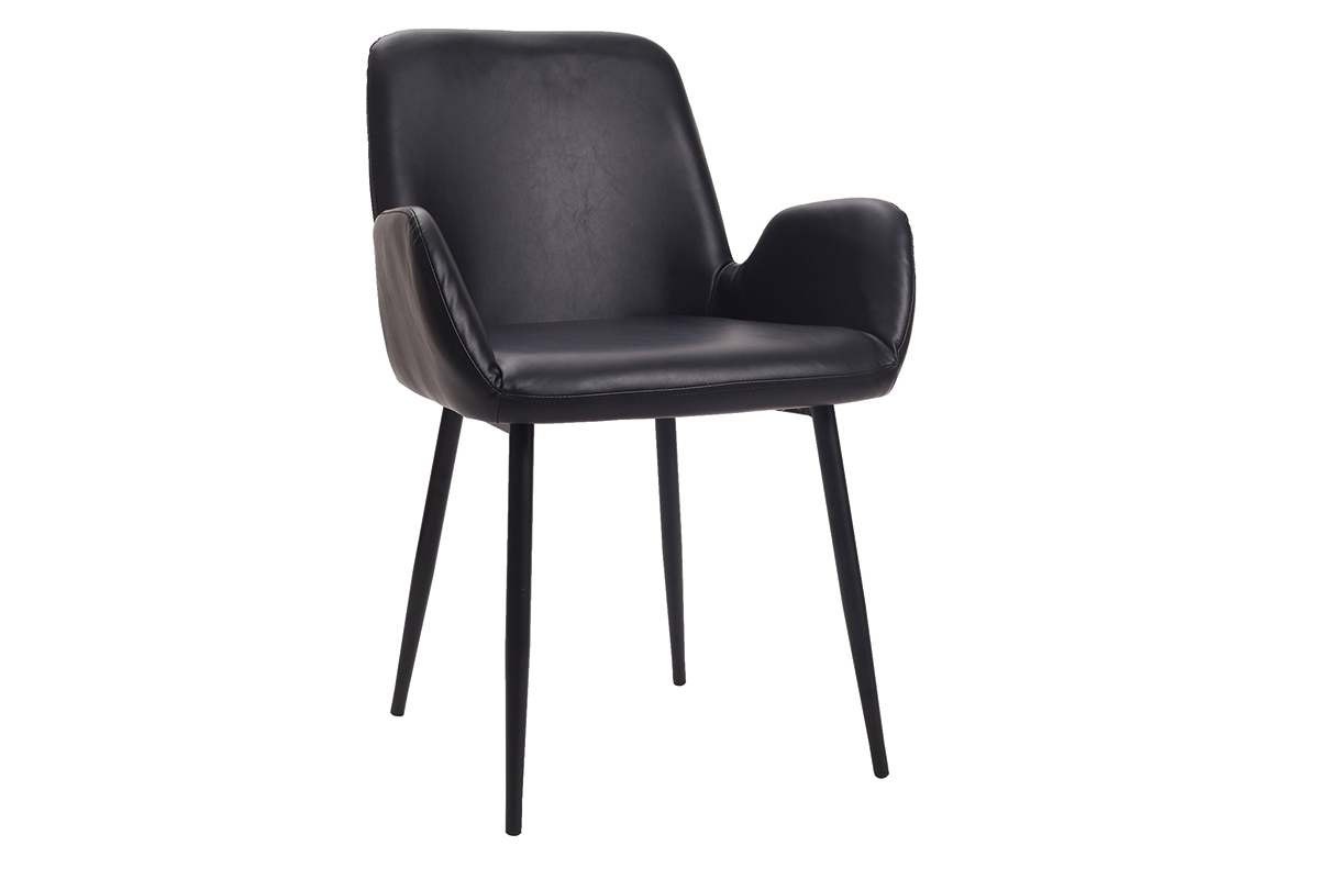 Sillones vintage negros con patas metal negro (lote de 2) TIKA