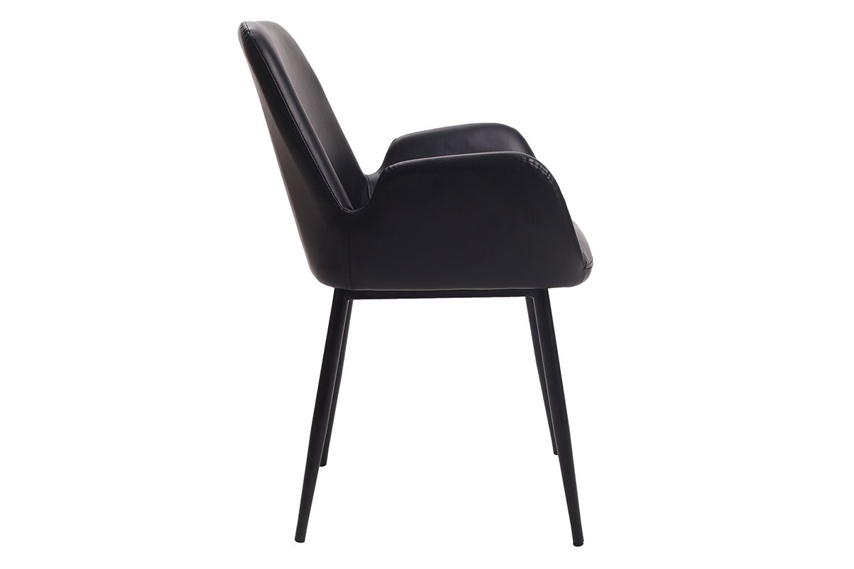 Sillones vintage negros con patas metal negro (lote de 2) TIKA