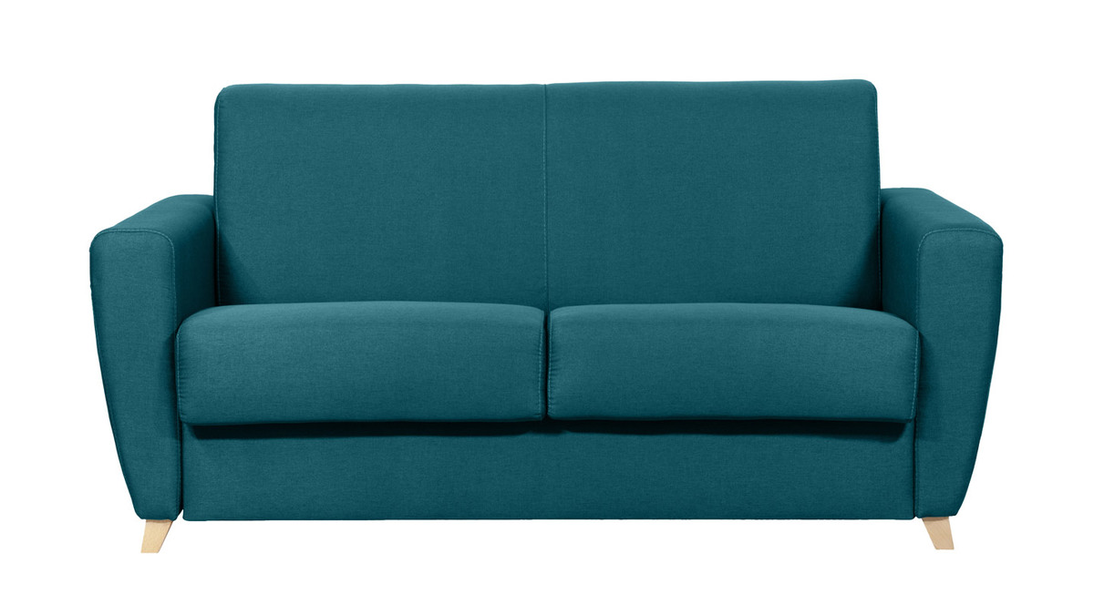 Sofá cama 2-3 plazas azul petróleo 120 cm con colchón 12 cm GRAHAM - Miliboo