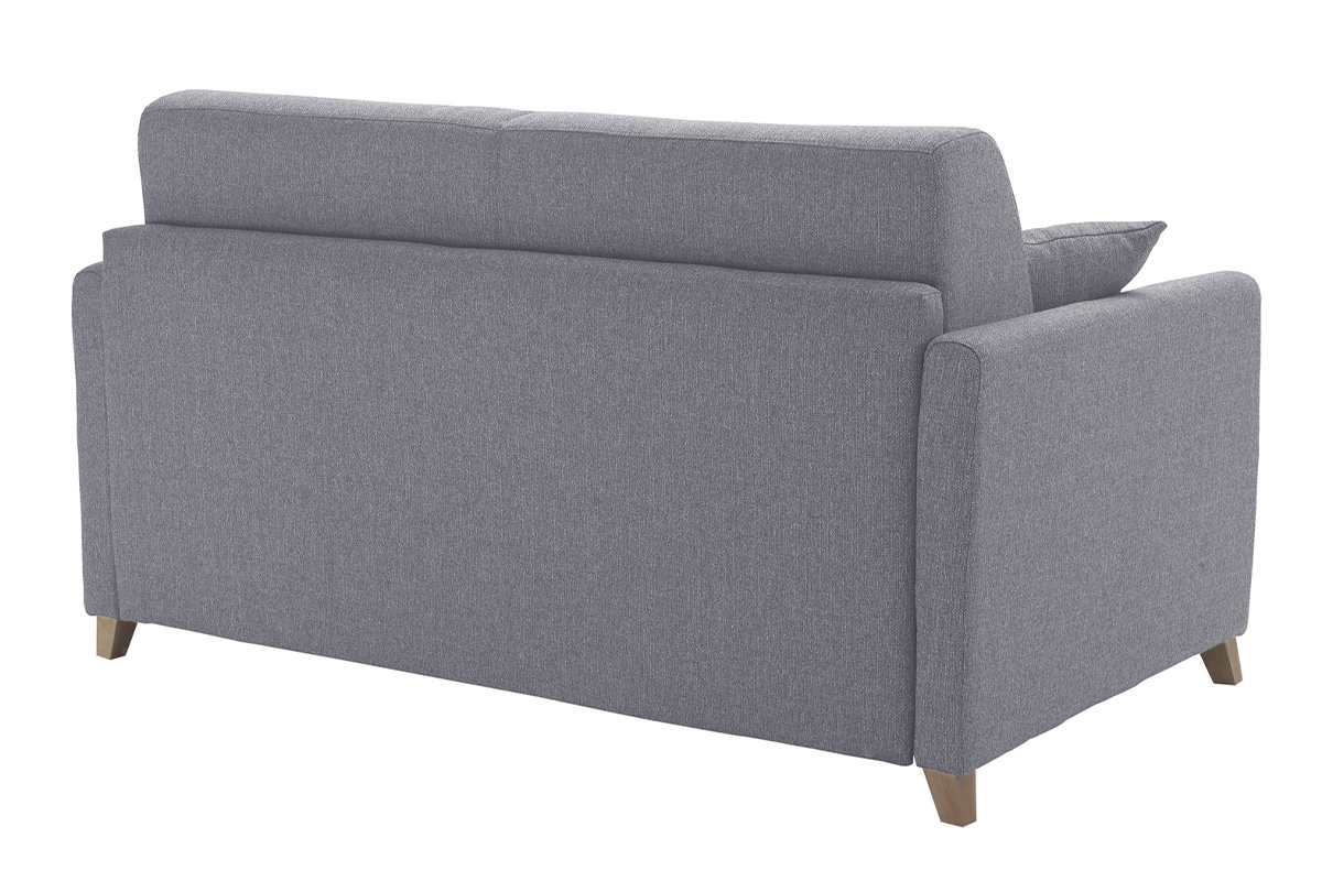 Sof cama 2-3 plazas nrdico gris y madera clara con colchn de 13 cm SKANDY