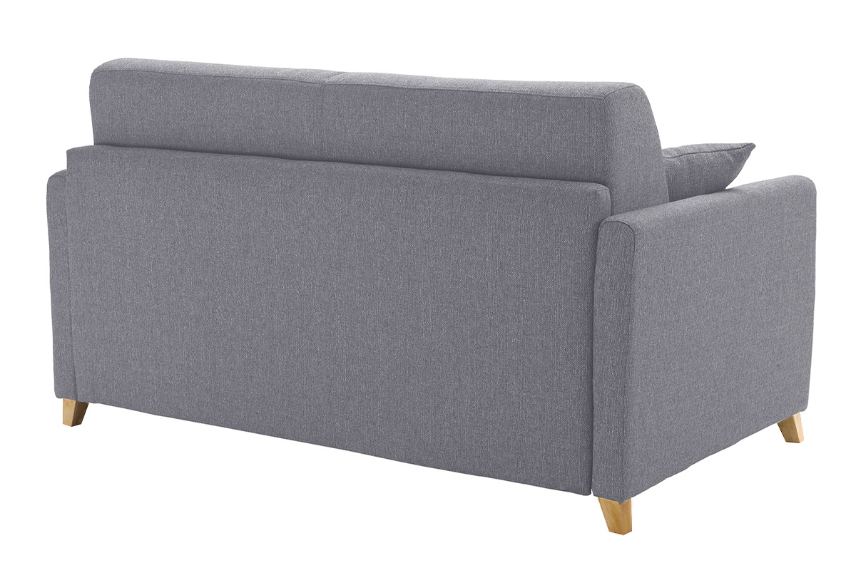 Sof cama 2-3 plazas nrdico gris y madera clara con colchn de 13 cm SKANDY