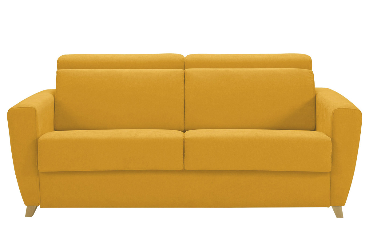 Sof cama 3 plazas con reposacabezas regulables amarillo con colchn de 13 cm GOYA