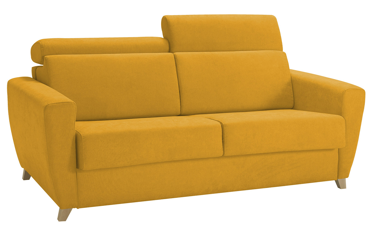 Sof cama 3 plazas con reposacabezas regulables amarillo con colchn de 13 cm GOYA