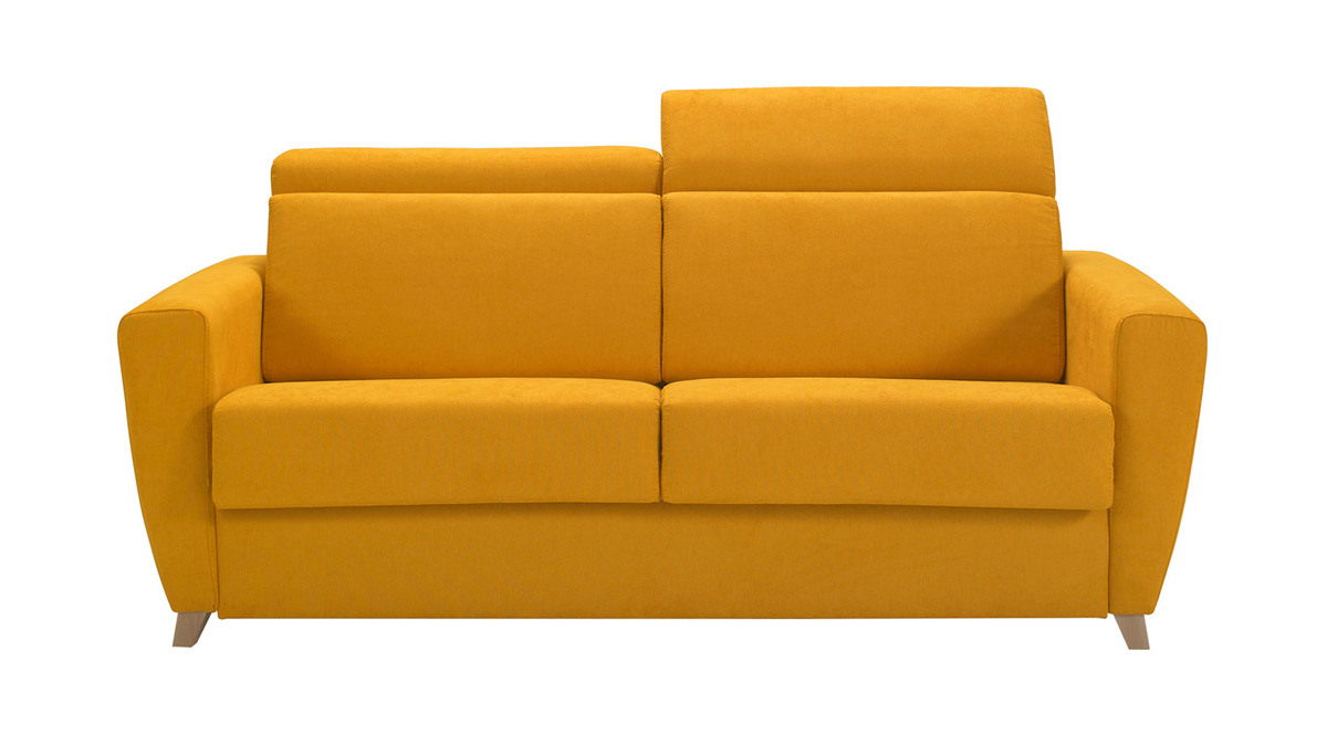 Sof cama 3 plazas con reposacabezas regulables amarillo con colchn de 13 cm GOYA