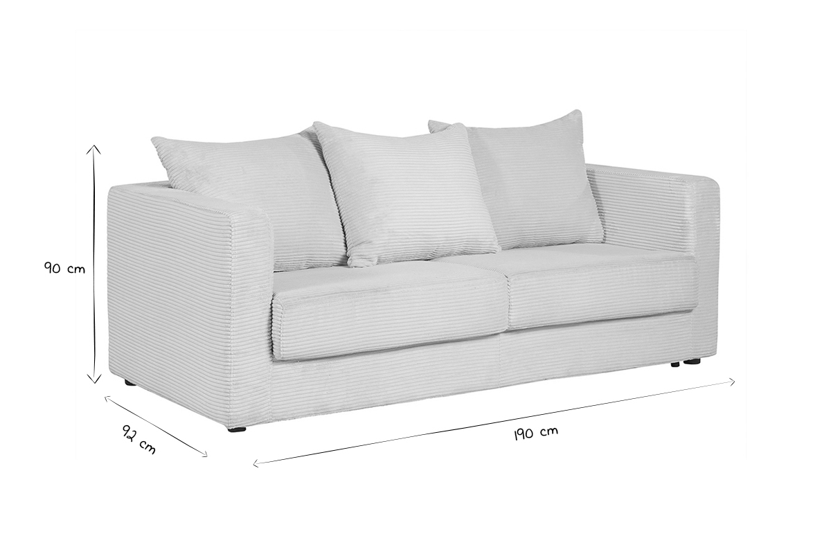 Sof cama 3 plazas de pana beige con colchn de 13 cm BACIO