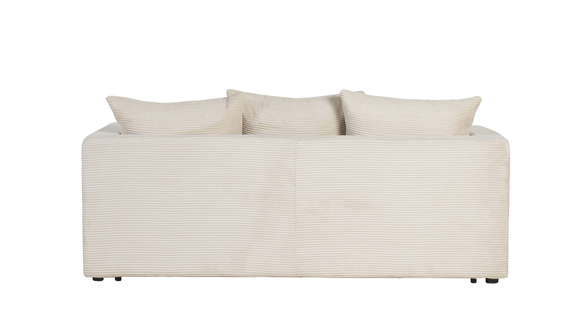 Sof cama 3 plazas de pana beige con colchn de 13 cm BACIO