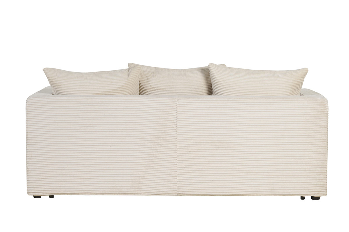 Sof cama 3 plazas de pana beige con colchn de 13 cm BACIO