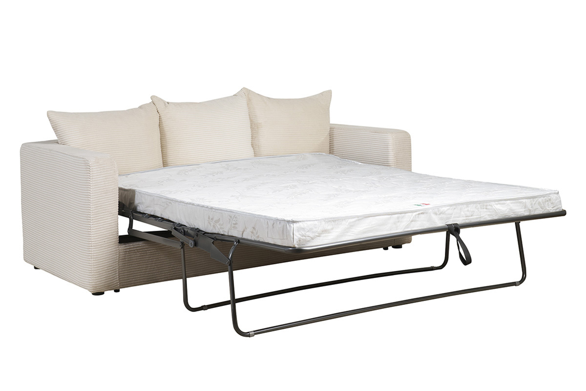 Sof cama 3 plazas de pana beige con colchn de 13 cm BACIO