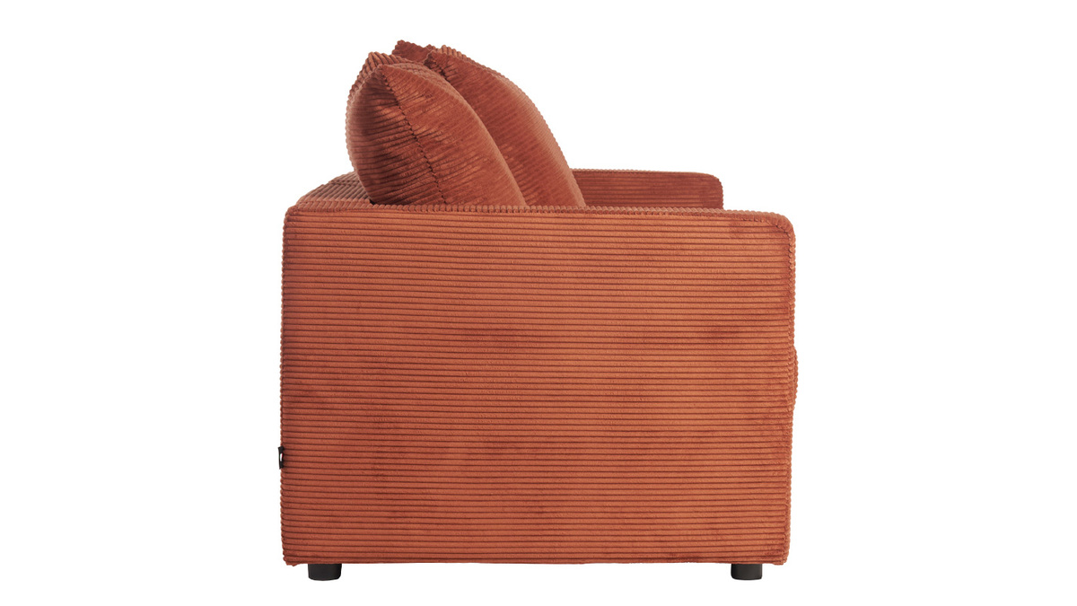 Sof cama 3 plazas de pana terracota con colchn de 13 cm BACIO