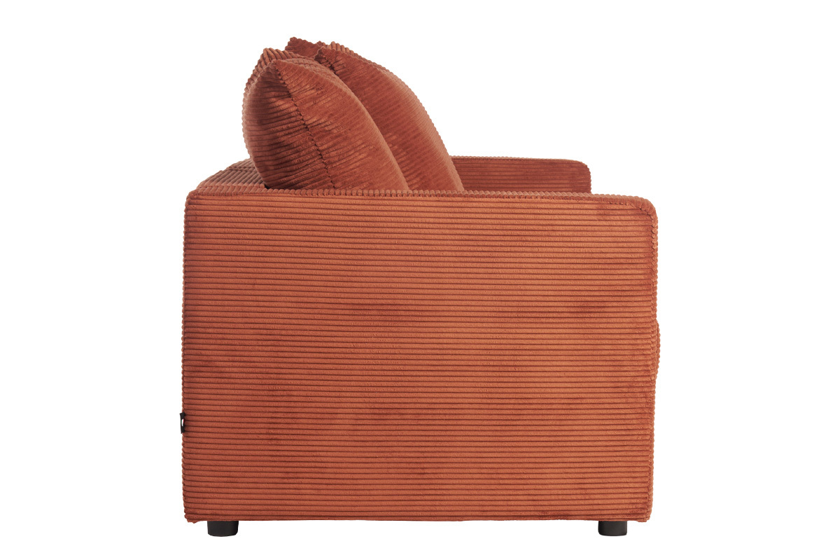 Sof cama 3 plazas de pana terracota con colchn de 13 cm BACIO