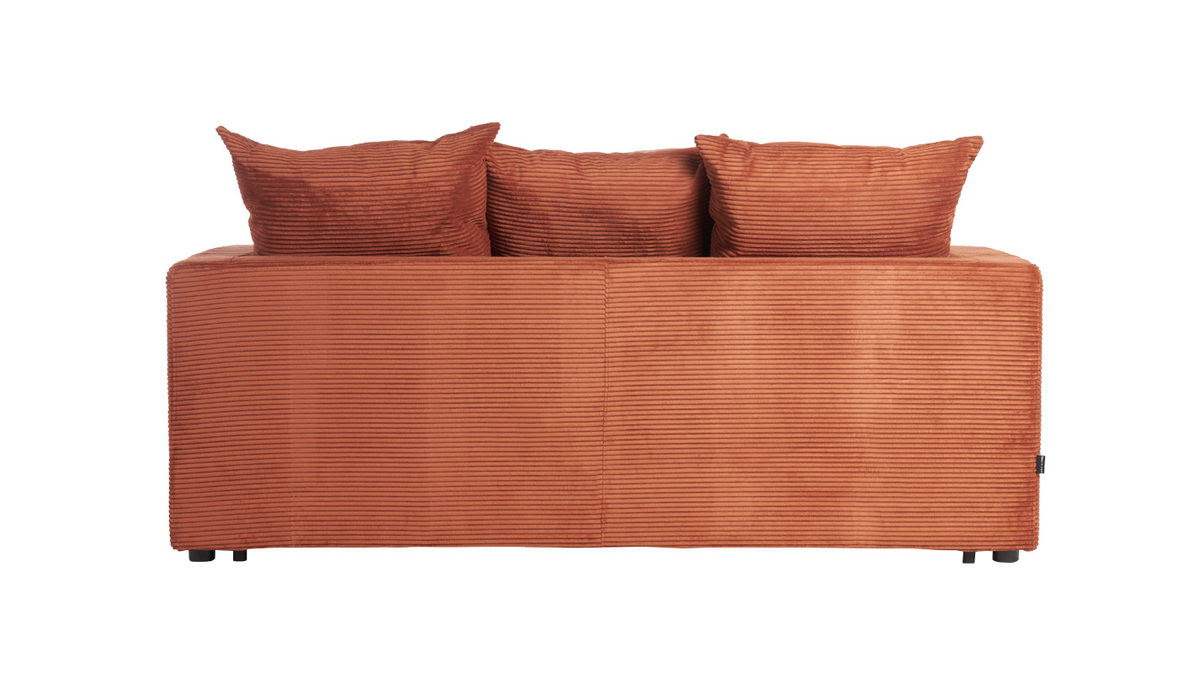 Sof cama 3 plazas de pana terracota con colchn de 13 cm BACIO