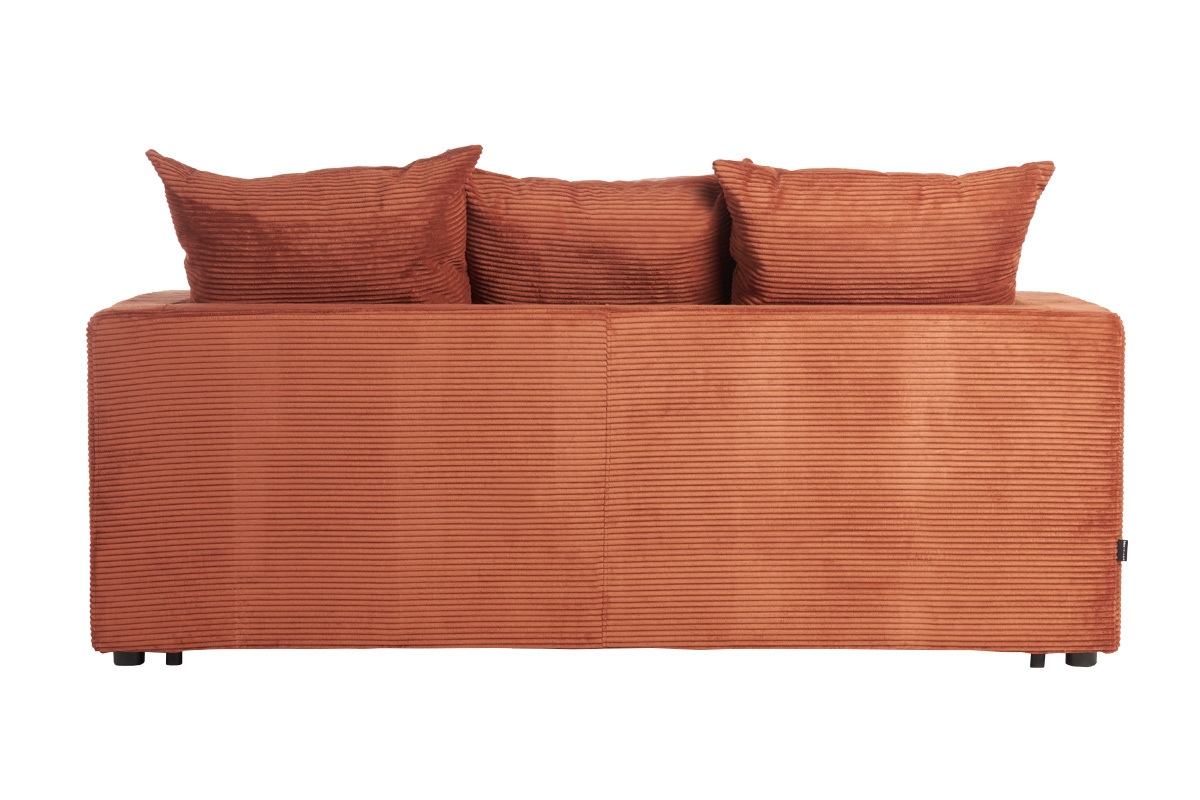 Sof cama 3 plazas de pana terracota con colchn de 13 cm BACIO