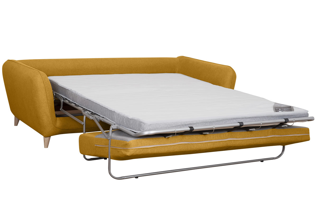 Sof cama 3plazas nrdico amarillo comino con colchn de 10cm CREEP