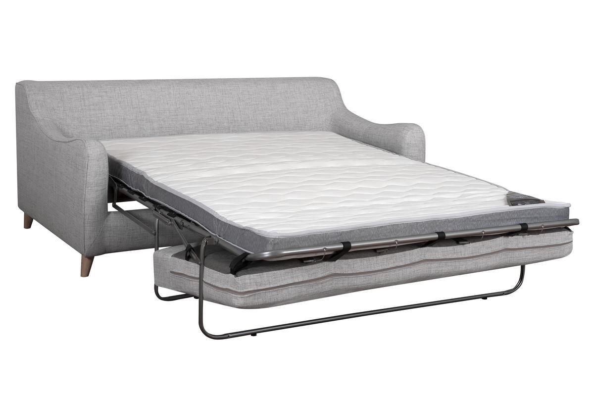 Sof cama 3plazas nrdico gris claro con colchn de 10cm VENDOME