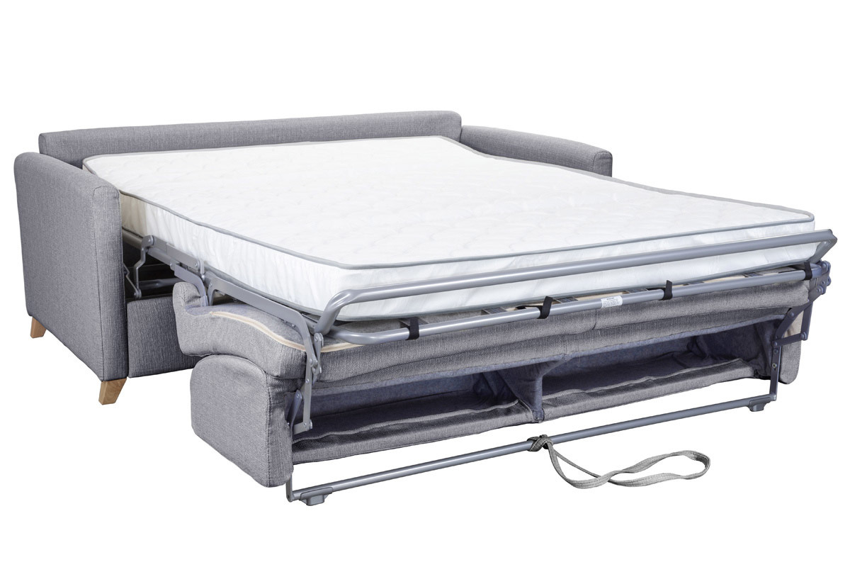 Sof cama 3plazas nrdico gris claro con colchn de 18cm SKANDY