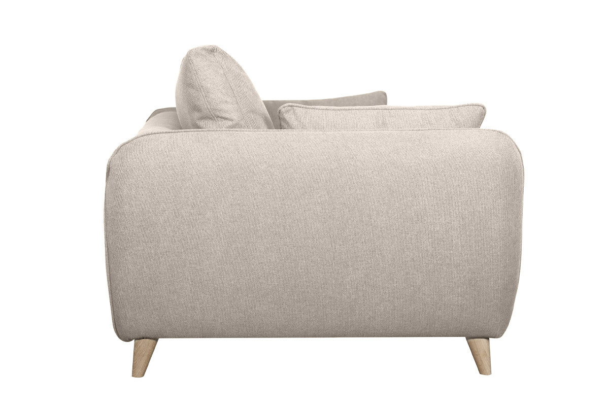 Sof cama 3plazas nrdico de tela beige natural con colchn de 10 cm CREEP