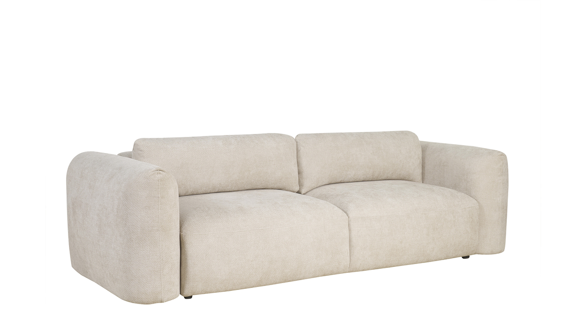 Sof cama 4 plazas con canap de terciopelo chenilla beige CRUSH