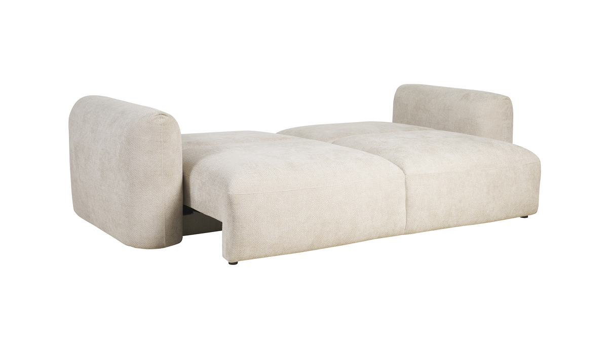 Sof cama 4 plazas con canap de terciopelo chenilla beige CRUSH