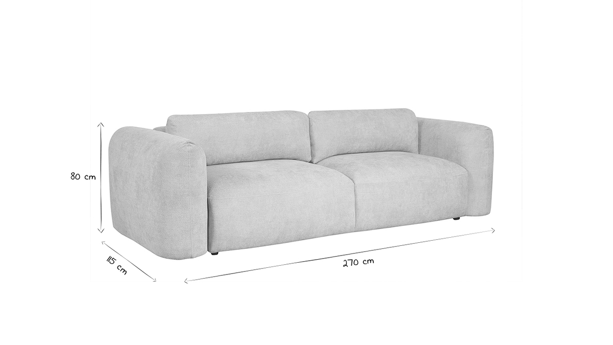 Sof cama 4 plazas con canap de terciopelo chenilla beige CRUSH