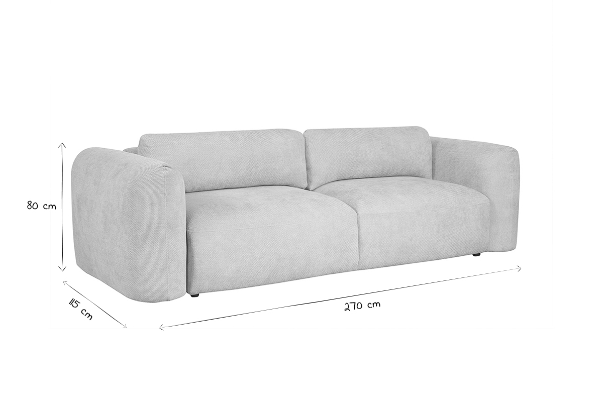 Sof cama 4 plazas con canap de terciopelo chenilla beige CRUSH