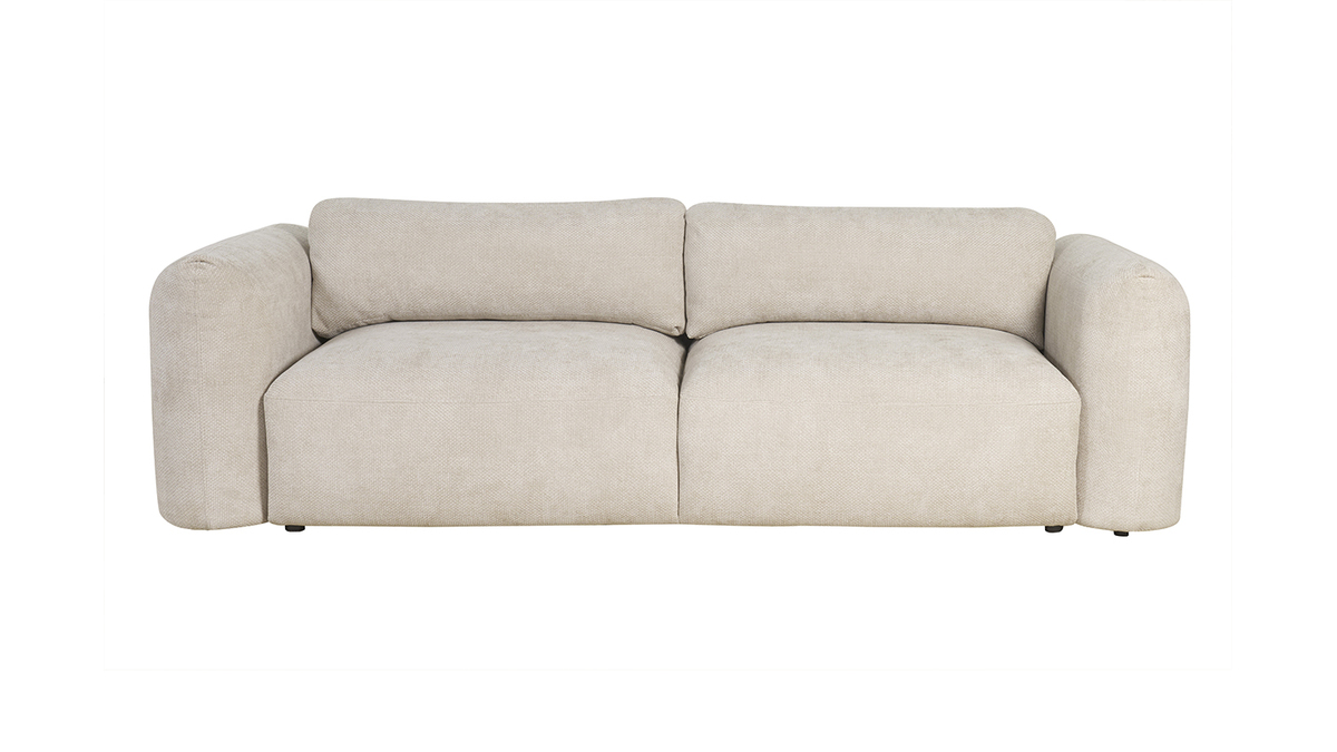 Sof cama 4 plazas con canap de terciopelo chenilla beige CRUSH