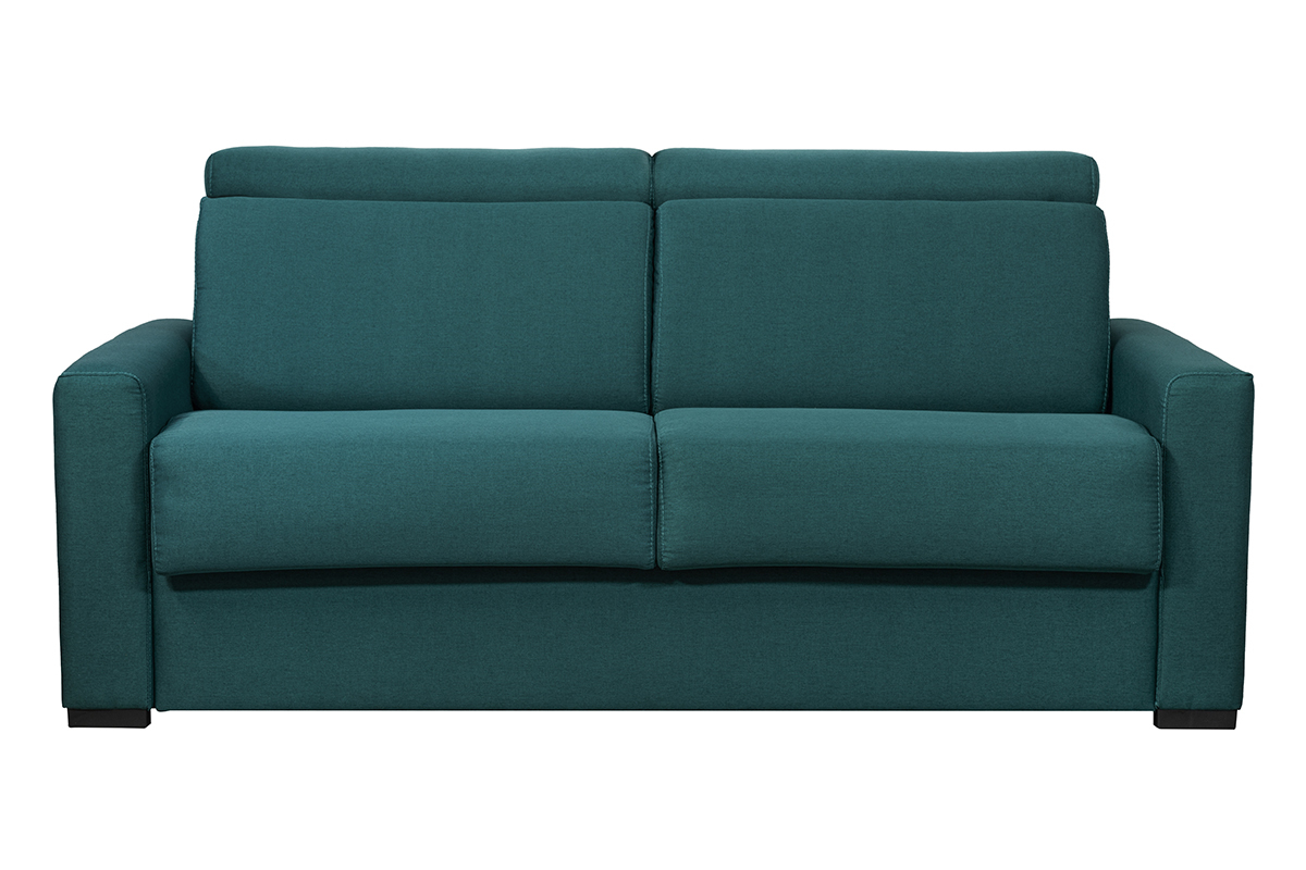 Sof cama azul petrleo con colchn de 18cm y reposacabezas ajustables NORO