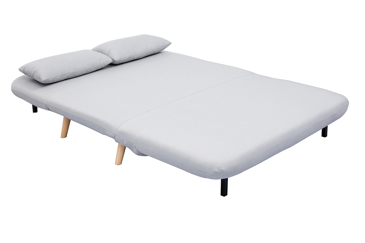 Sof cama convertible 2 plazas en tejido gris claro AMIKO