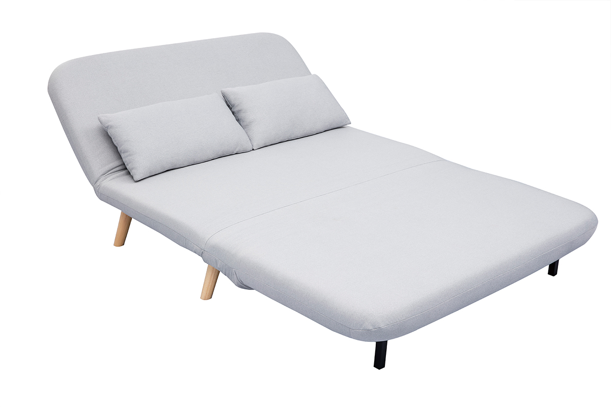 Sof cama convertible 2 plazas en tejido gris claro AMIKO