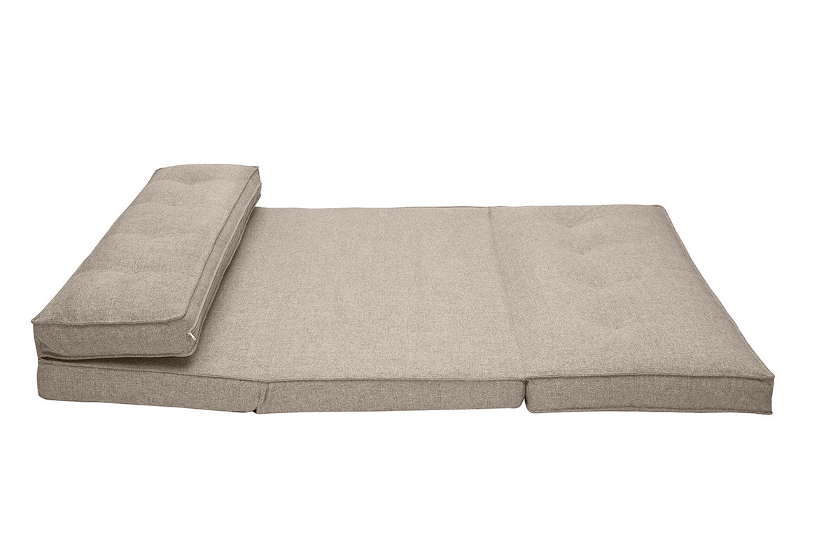 Sof cama de 2 plazas convertible en tela color topo SALLY