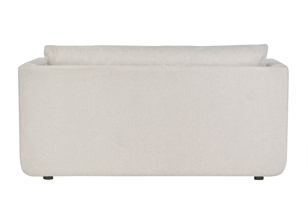 Sof cama de 2 plazas de tela efecto terciopelo texturizado beige LEON