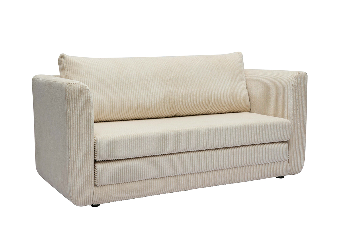 Sof cama de 2 plazas de terciopelo cotel beige LEON