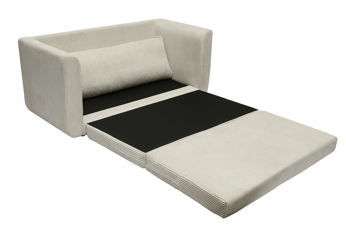 Sof cama de 2 plazas de terciopelo cotel beige LEON