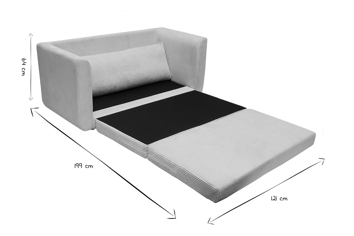 Sof cama de 2 plazas de terciopelo cotel beige LEON