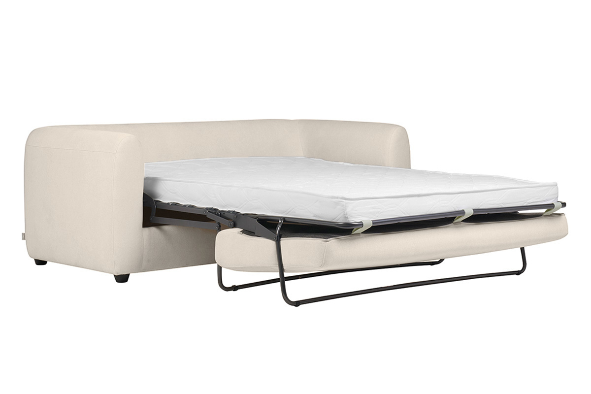 Sof cama de 3 plazas en tela de terciopelo beige HARLO