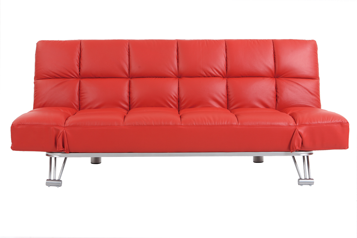 Sof cama de piel 3 plazas color rojo MANHATTAN