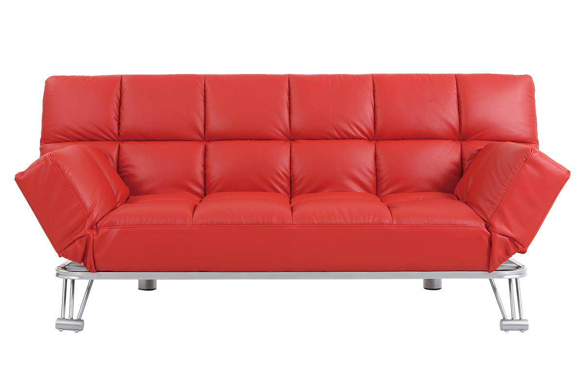 Sof cama de piel 3 plazas color rojo MANHATTAN