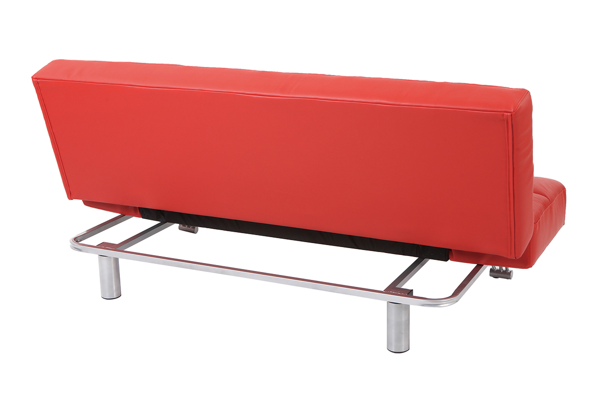 Sof cama de piel 3 plazas color rojo MANHATTAN