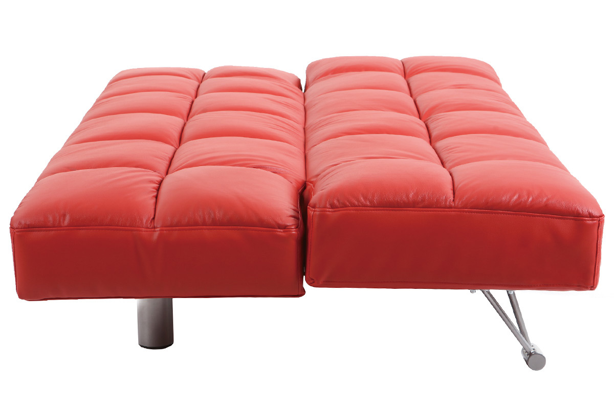 Sof cama de piel 3 plazas color rojo MANHATTAN