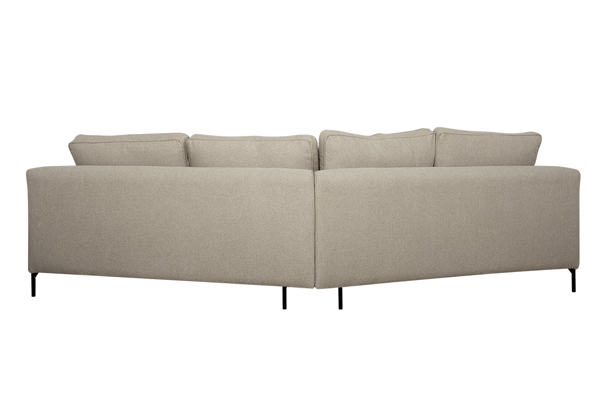 Sof chaise longue 5plazas beige con patas de metal negro PUCHKINE