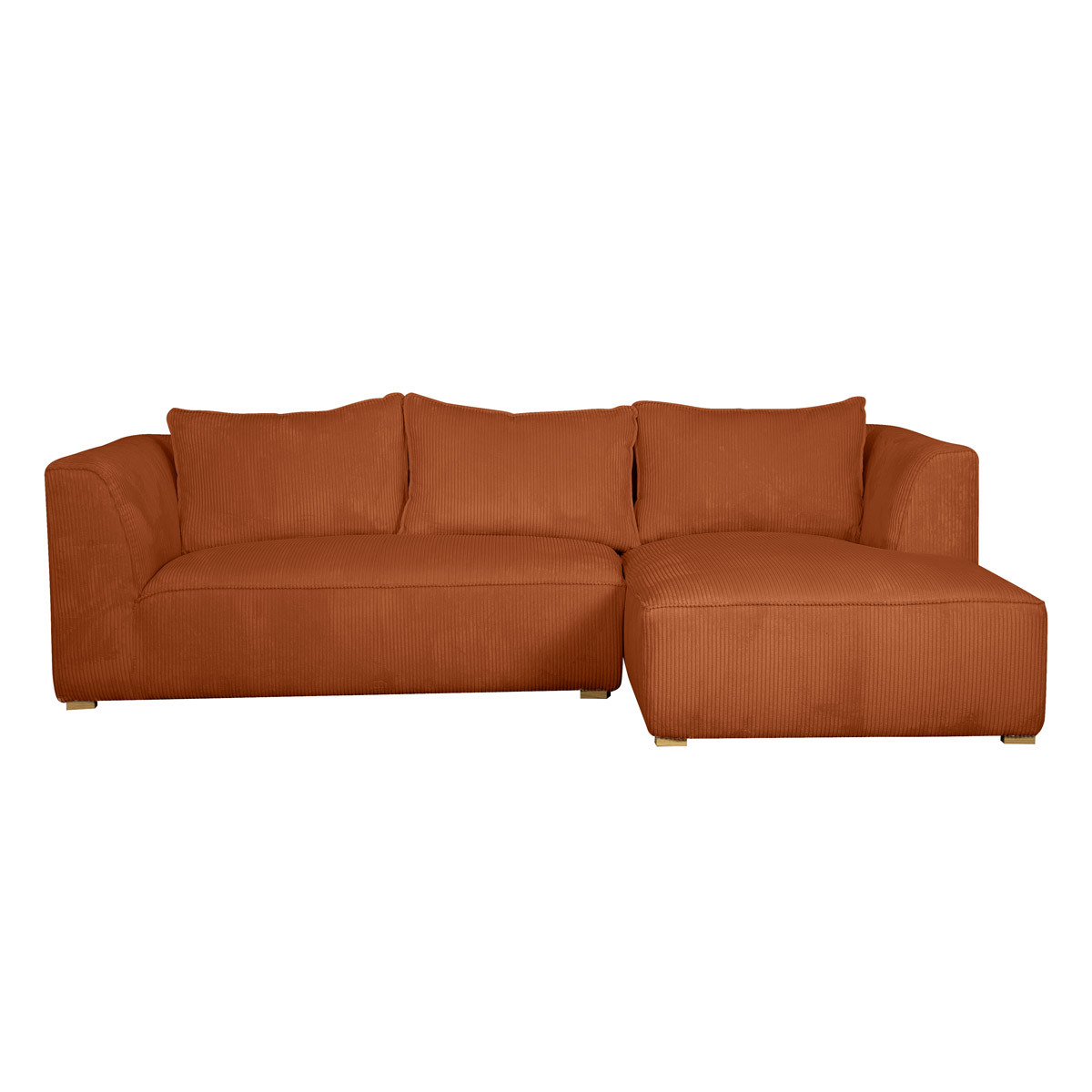 Sofá chaise longue a la derecha de diseño de pana color terracota 3-4 plazas - PANAM