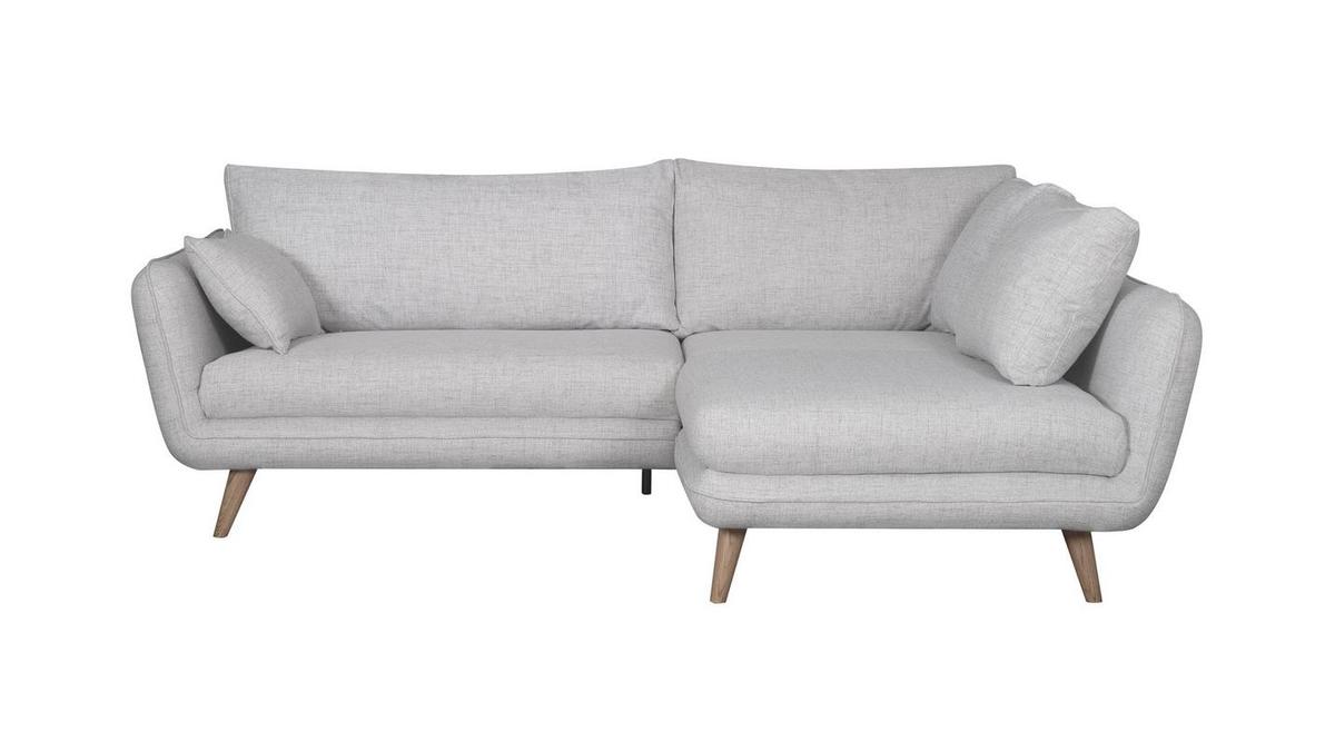 Sof chaise longue a la derecha estilo nrdico 3/4plazas gris claro jaspeado CREEP