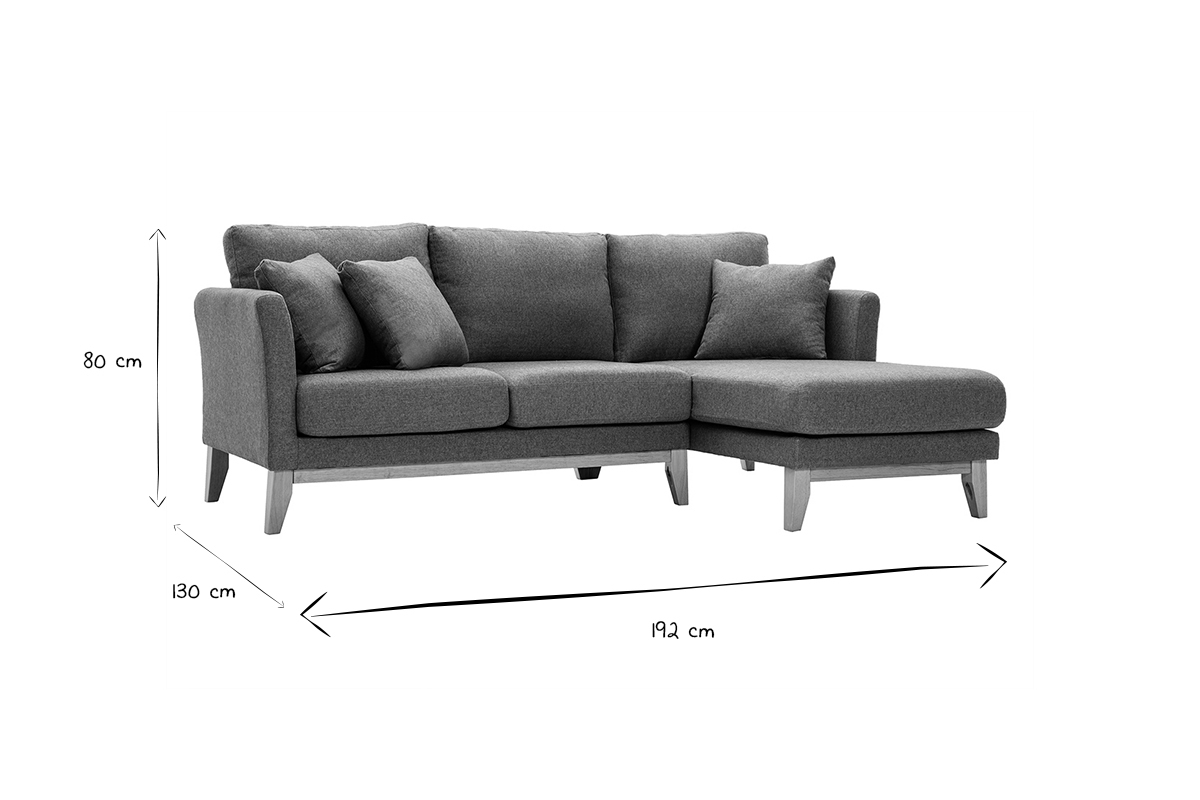 Sof chaise longue a la derecha nrdico 4 plazas verde grisceo y madera clara OSLO