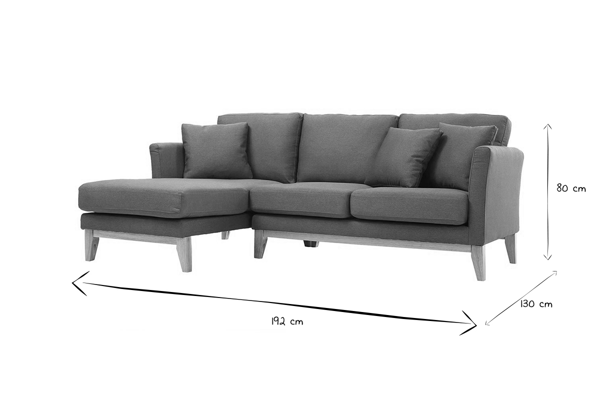 Sof chaise longue a la izquierda nrdico desenfundable verde grisceo y madera clara 3-4 plazas OSLO