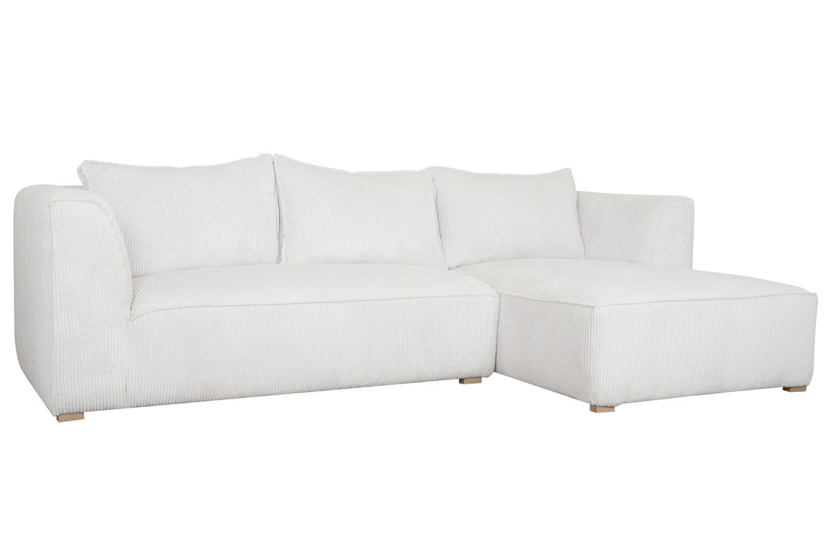 Sof chaise longue de diseo de pana color crudo 3-4 plazas PANAM