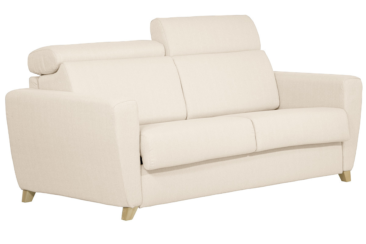 Sof convertible 3 plazas con reposacabezas ajustables  beige GOYA